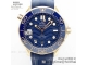 VSF厂复刻欧米茄海马Seamaster Diver 玫瑰金蓝面海马300胶带款高仿手表细节图