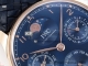 APS厂复刻IWC万国Portugieser Perpetual Calendar 5033 金壳蓝面万年历编织皮带款高仿手表细节图