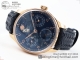 APS厂复刻IWC万国Portugieser Perpetual Calendar 5033 金壳蓝面万年历编织皮带款高仿手表细节图